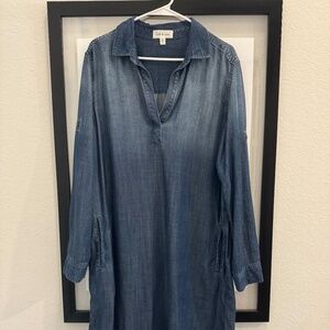 Cloth and stone knee length denim look dress